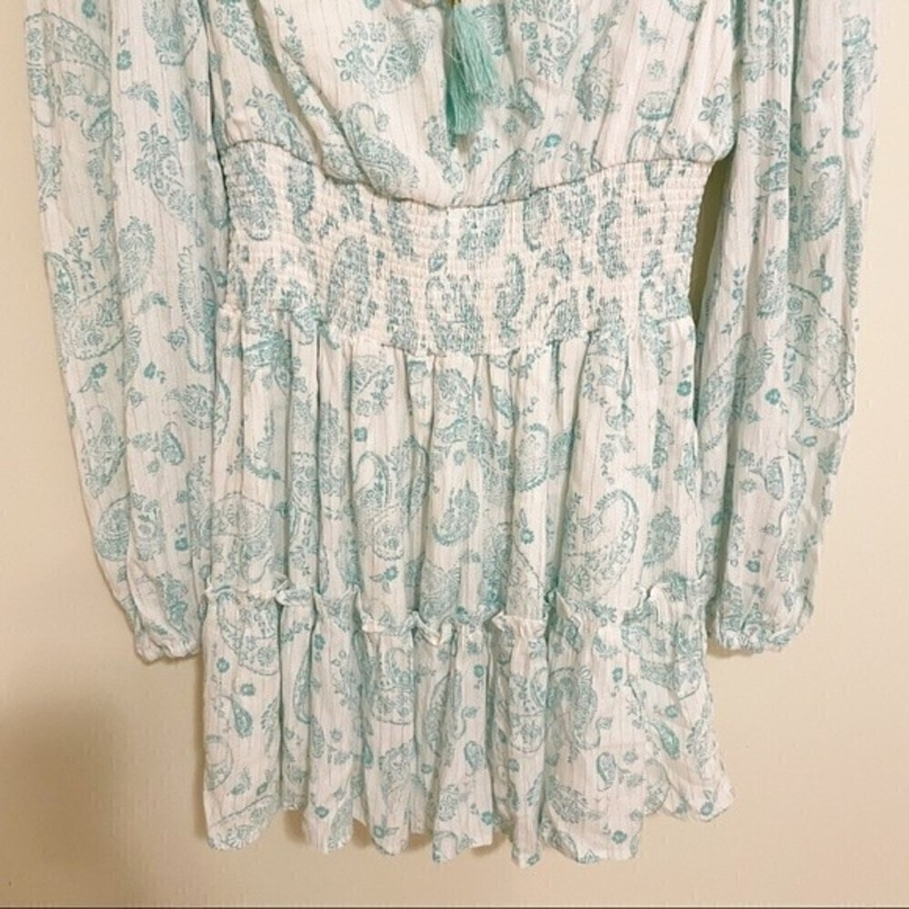 House Of Harlow Printed Paisley Ruffle Tiered Mini Dress - Picture 3 of 9